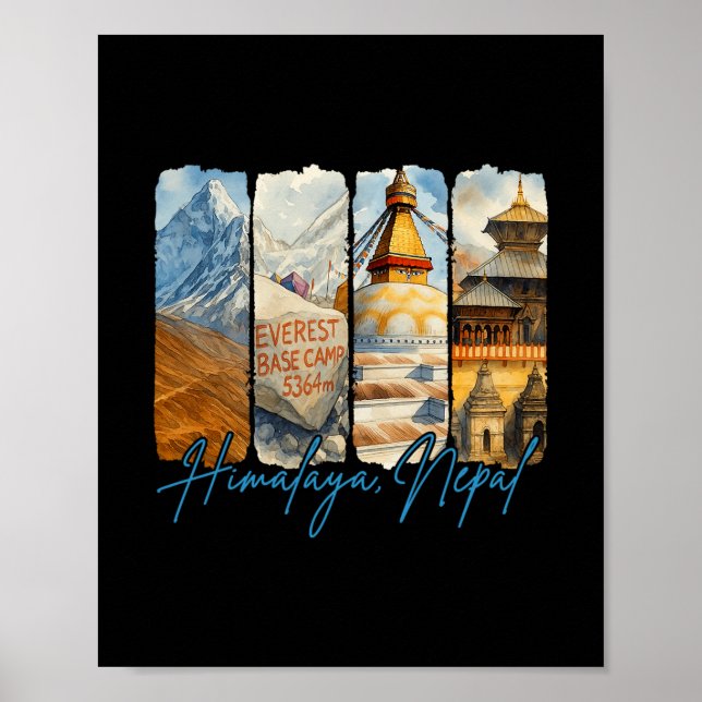 Himalaya Nepal Traveling Trip Brushstroke Souvenir Poster (Vorne)