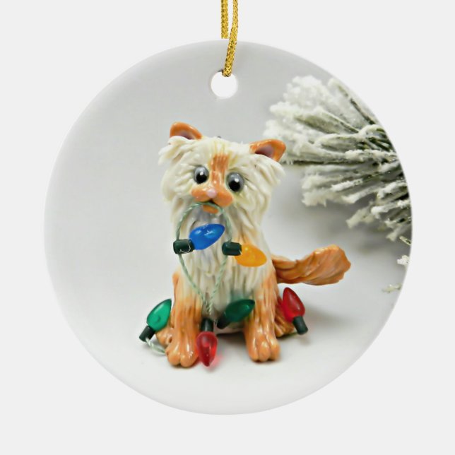 Himalayan Cat Flame Point Keramik Ornament (Vorne)
