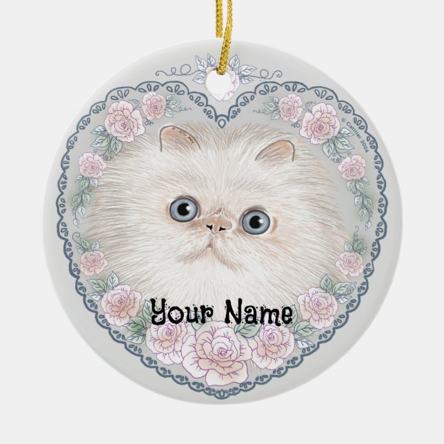 Himalayan Cat Heart Keramik Ornament (Vorne)