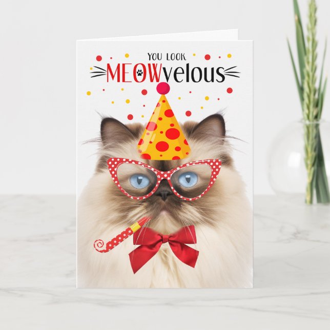 Himalayan Cat MEOWvelous Birthday Karte (Vorderseite)