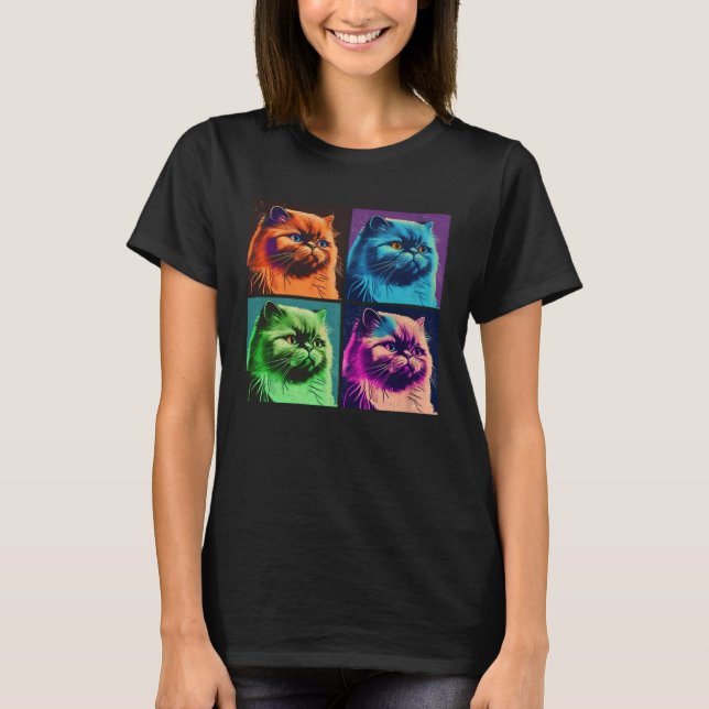 Himalayan Cat Pop Illustration Colorful Animal T-Shirt (Vorderseite)