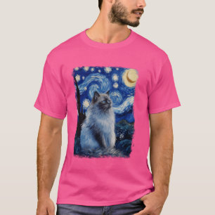 Himalayan Cat Starry Night Painting T-Shirt