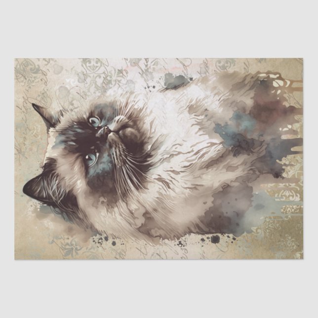 Himalayan Cat Watercolor Seidenpapier (Vorderseite)