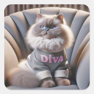 Himalayan Diva Cat Quadratischer Aufkleber