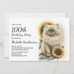 Himalayan-Kätzchen Sonnenblumen 100. Geburtstag Einladung