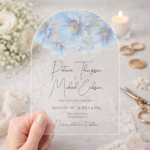 Himalayan Mohn Blau Elegante Acryl-Hochzeit Acryleinladungen