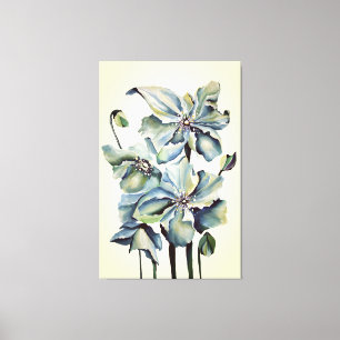 Himalayan Persian Blue Poppies Watercolor Leinwanddruck