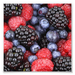 Himbeer-, Blaubeer- und Brombeer-Beerenmuster Fotodruck