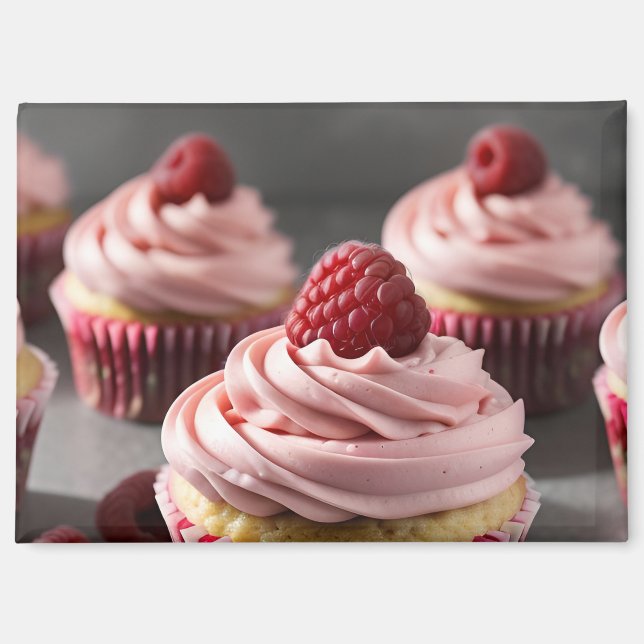 Himbeer-Cupcakes Magnet (Vorderseite)