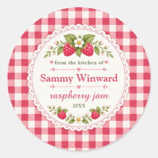 Himbeer-Marmelade-Geschenklabel selbstgemacht Runder Aufkleber