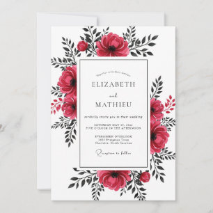 Himbeer Moody Moderne Hochzeit Einladung