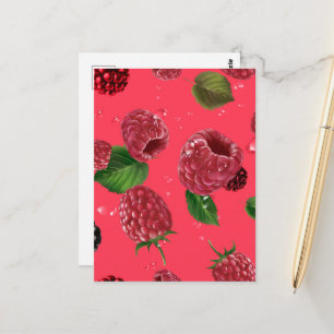 Himbeer-Muster Postkarte