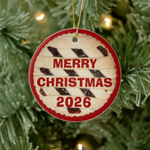 Himbeer-Pie/Torte-Weihnachtsschmuck Keramik Ornament