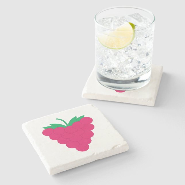 Himbeer-Pink-Berry-Frucht Steinuntersetzer (Seitenansicht)