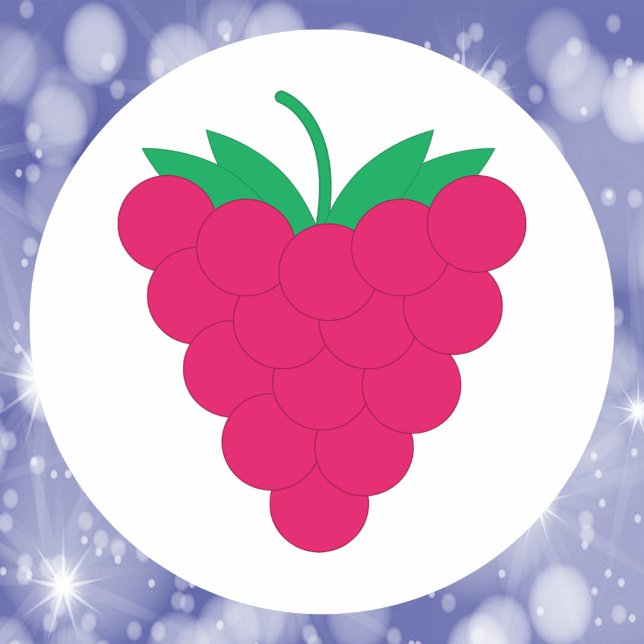 Himbeer-Rosa-Frucht-Beere Runder Aufkleber (A sticker with a graphic of a raspberry.)