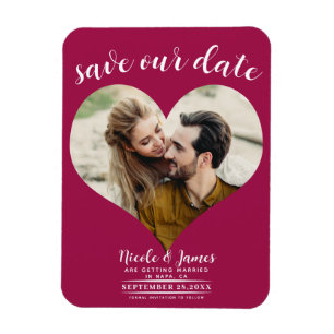 Himbeer Rosa Herz Foto Hochzeit Save the Date Magnet