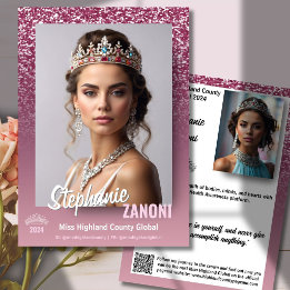 Himbeer-Sparkling-Pageant-Autogrammkarte | QR-Code Einladung