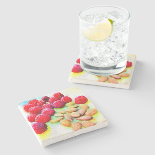 Himbeer-und Mandel-Aquarell Steinuntersetzer