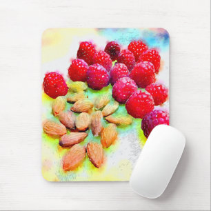 Himbeer-und Mandel-gesundes Imbiss-Aquarell Mousepad