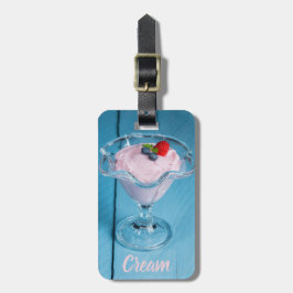 Himbeercreme Nachtisch mit Minze und Fruchtsaft Gepäckanhänger