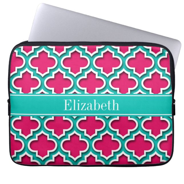 Himbeere, Aquamarin marokkanisch #5DS Monogramm fü Laptopschutzhülle (Vorderseite)