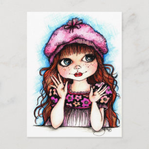 Himbeere Beret...eine französische Verbindung Postkarte