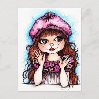 Himbeere Beret...eine französische Verbindung Postkarte