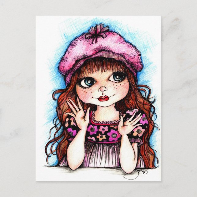 Himbeere Beret...eine französische Verbindung Postkarte (Vorderseite)