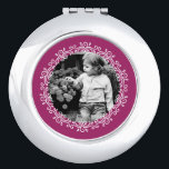 Himbeere Extravagante Wirbel Frame Custom Foto Taschenspiegel<br><div class="desc">Elegantes und elegantes Foto-Design.</div>