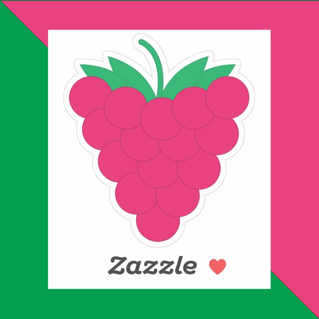 Himbeere Frucht Berry Pink Aufkleber ( A die cut sticker of a pink raspberry with a green stem.)