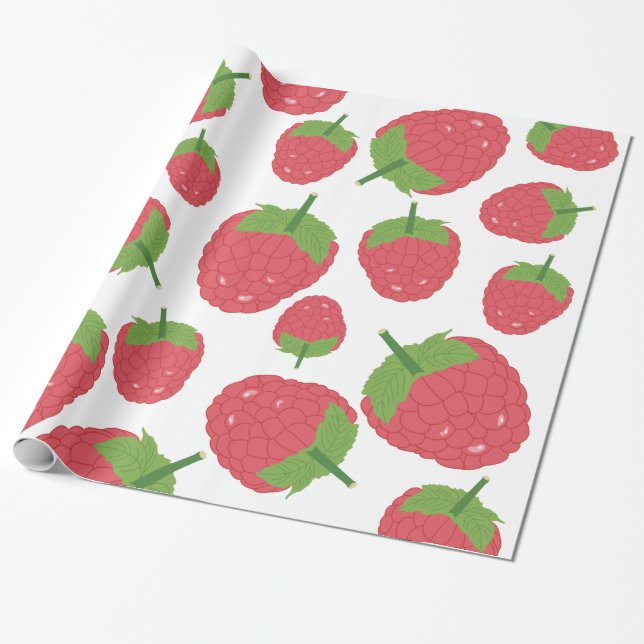 Himbeere Fruchtdesign Geschenkpapier (Ungerollt)