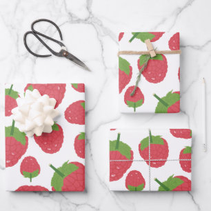 Himbeere Fruchtdesign Geschenkpapier Set