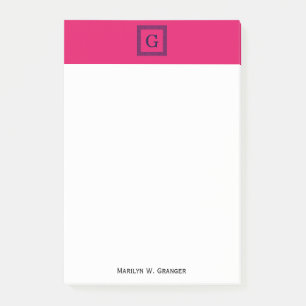 Himbeere, gerahmtes Monogramm des Post-it Klebezettel