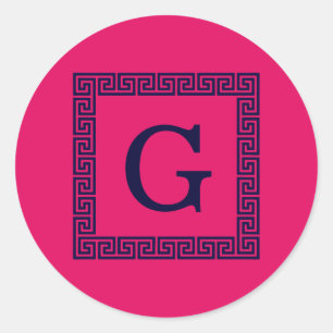 Himbeere, gerahmtes Monogramm des Runder Aufkleber