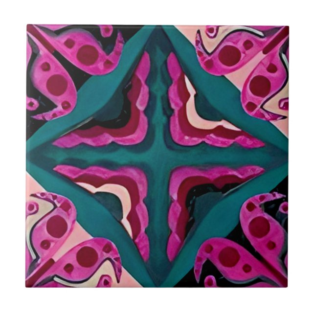 Himbeere harmonisch blumengeschmückte Fliesen (Vorderseite)