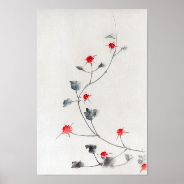 Himbeere, Hokusai, Ukiyo-e Poster (Vorne)