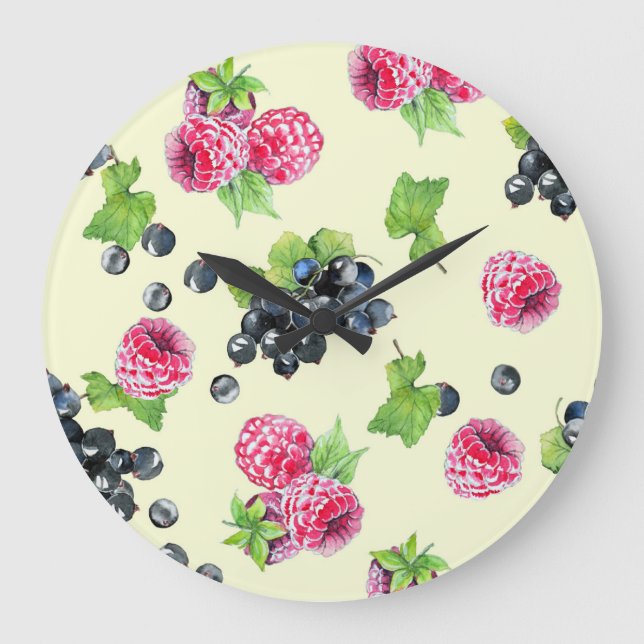 Himbeere, Johannisbeere Große Wanduhr (Vorderseite)