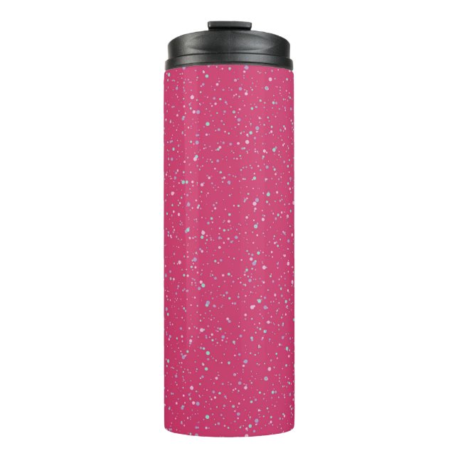 Himbeere Pink Fetten Pastel Spritzer Paint Dots Thermosbecher (Vorderseite)