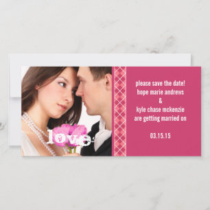 Himbeere Raute Save the Date Verlobung Foto