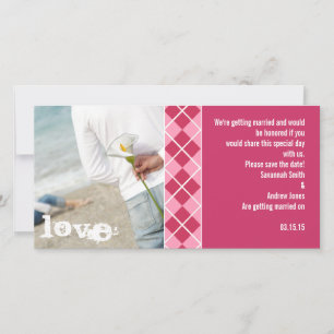 Himbeere Raute und Rosa Save the Date Modernes Inv