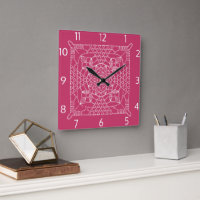 Himbeere Rosa Crochet Chart Square Wall Clock