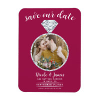 Himbeere Rosa Diamantring Save the Date blenden