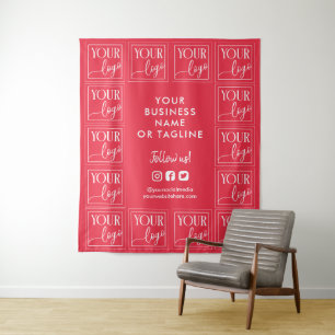 Himbeere Rosa Ihr Logo und Hintergrund der soziale Wandteppich