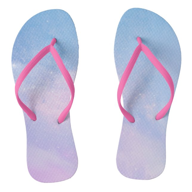 Himbeere Rosa und Pastellblau Flip Flops (Fußbett)