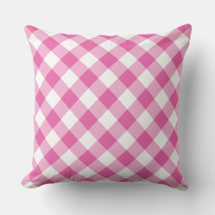 Himbeere Rosa und Weißer Jumbo Karo Gingham Kissen