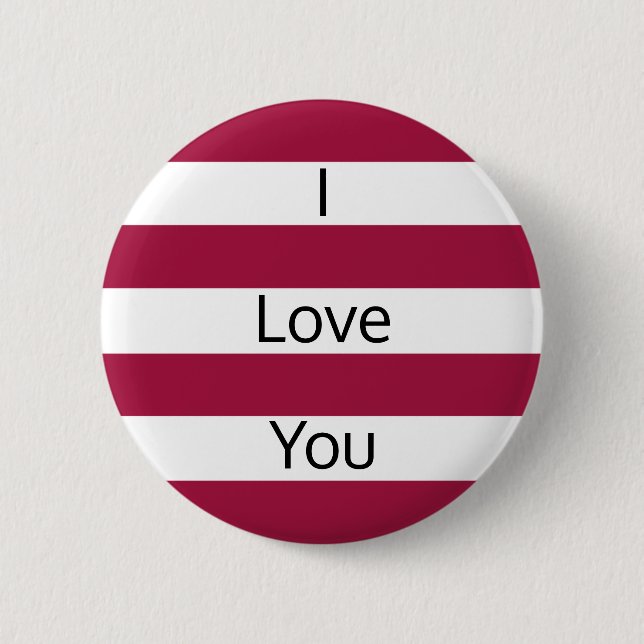 Himbeere Rot und Weiße Streifen Button (Vorderseite)