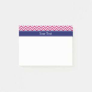 Himbeere SLg Chevron Navy Name Monogramm Post-it Klebezettel