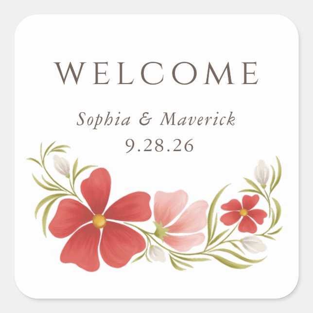 Himbeere und florale Aufkleber mit Rost und Rost (Vorderseite)