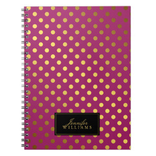 Himbeere und Imitate Gold Foil Polka Dots Notizblock