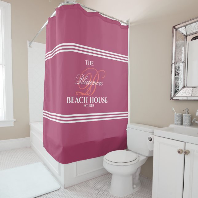 Himbeere und korallenrotes duschvorhang (Beispiel)